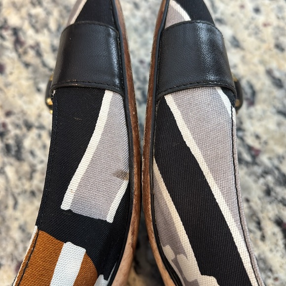 Tibi black and tan silk and leather made in Italy unique block heel shoes - Picture 7 of 12